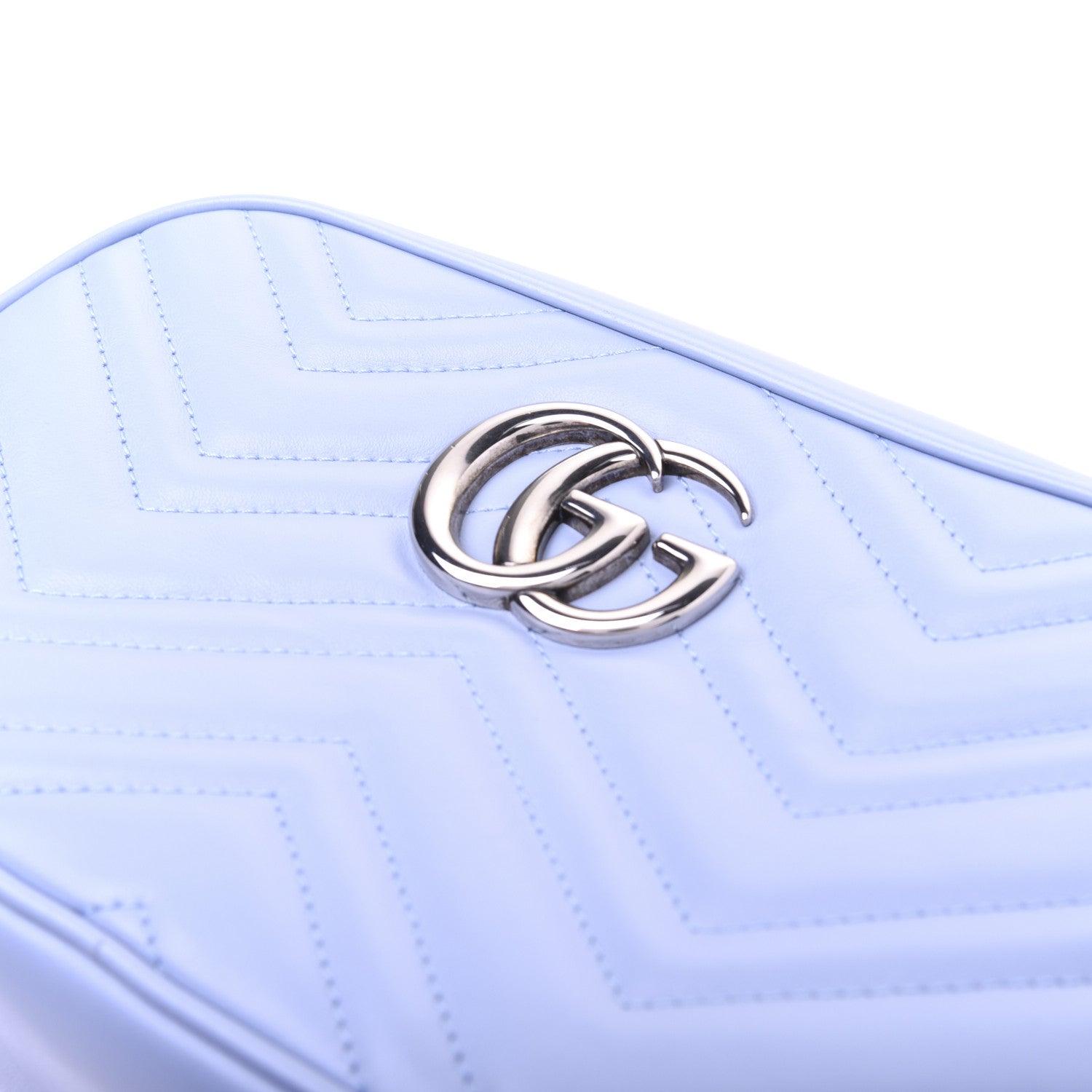 Gucci Calfskin Matelasse Small GG Marmont Chain Shoulder Bag Porcelain Light Blue 12 of 12