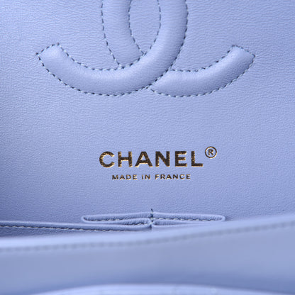 Chanel Lambskin Quilted Medium Double Flap Light Blue 9 of 11