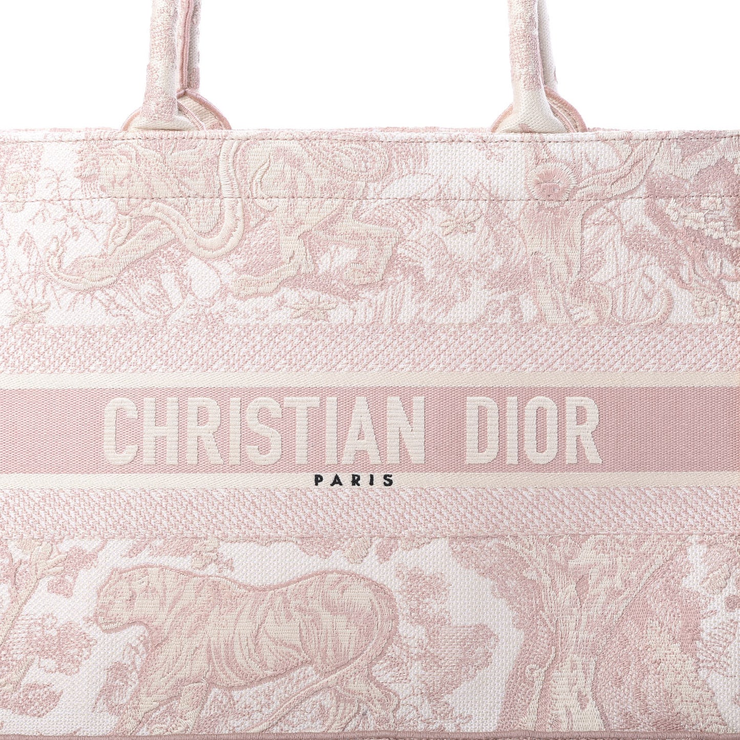 Canvas Embroidered Medium Dioriviera Toile De Jouy Book Tote Rose