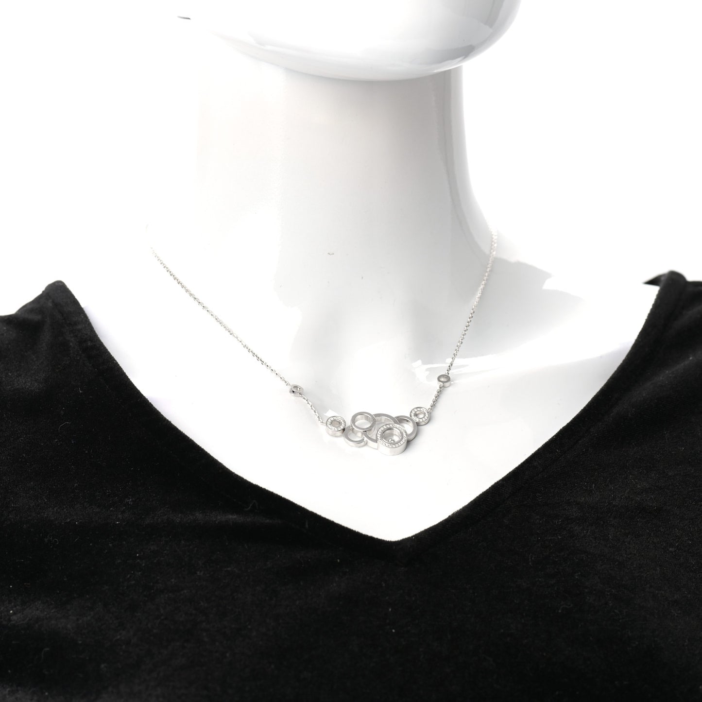 18K White Gold Diamond Happy Bubbles Necklace