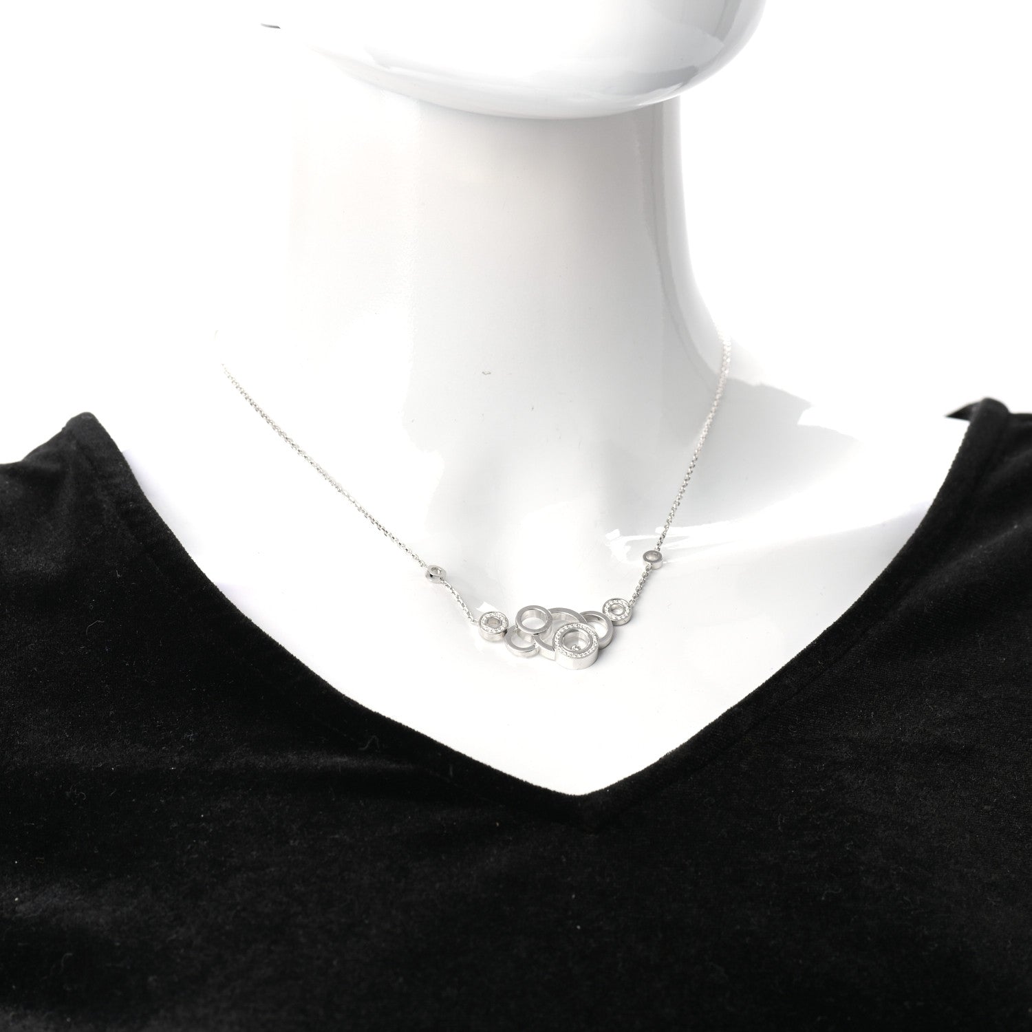 Chopard 18K White Gold Diamond Happy Bubbles Necklace 2 of 5