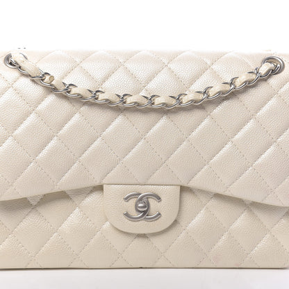 Chanel Pearly Caviar Quilted Jumbo Double Flap Dark White 10 of 10