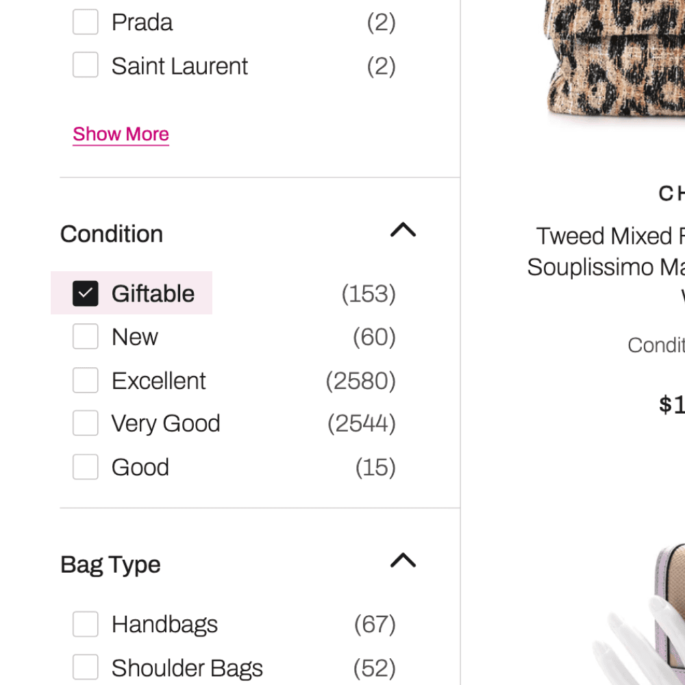 FASHIONPHILE condition rating filter