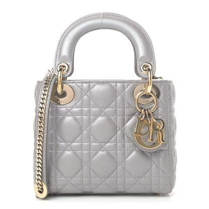 Christian Dior Metallic Lambskin Cannage Mini Lady Dior Grey 1 of 4