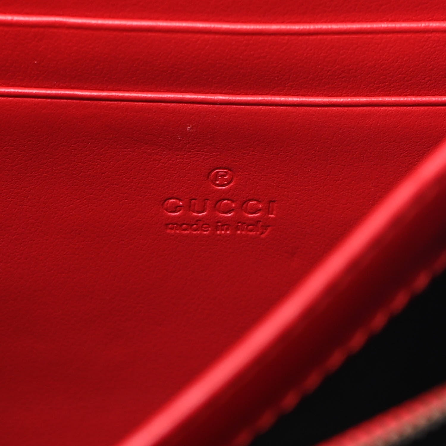 Gucci Calfskin Matelasse GG Marmont Chain Wallet Hibiscus Red 6 of 10