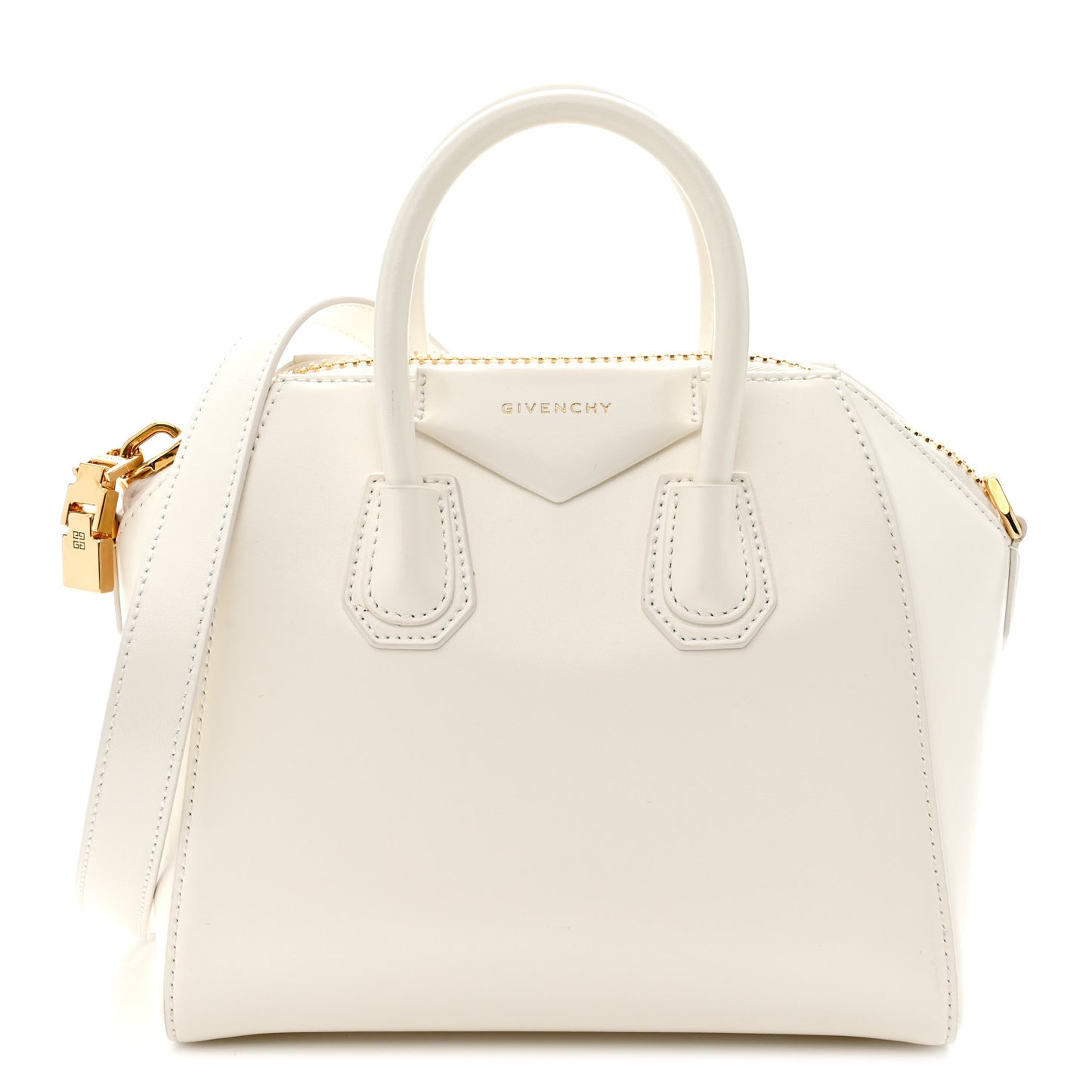 Shiny Lord Calfskin Mini Antigona Ivory