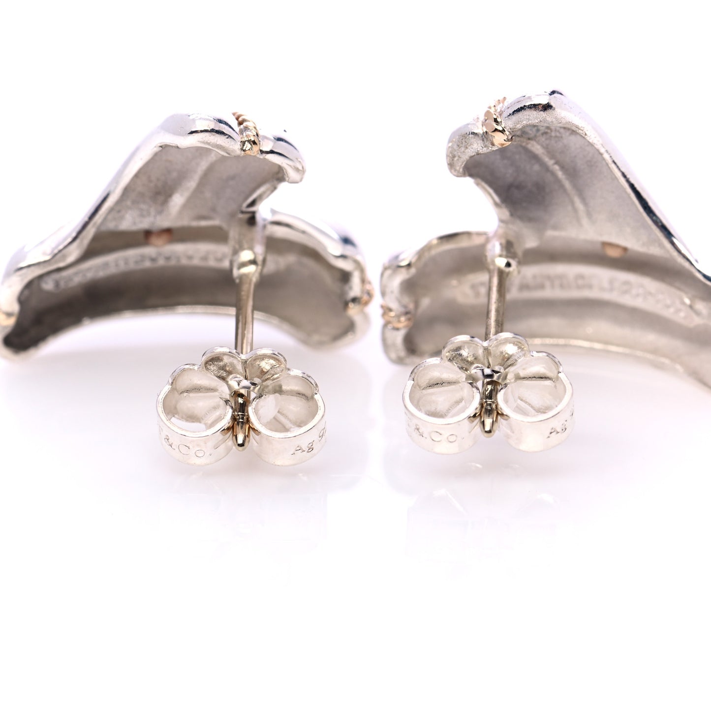 Sterling Silver 14K Yellow Gold V Stud Earrings
