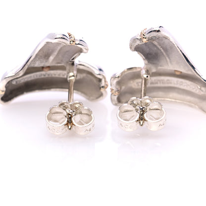 Tiffany Sterling Silver 14K Yellow Gold V Stud Earrings 3 of 5