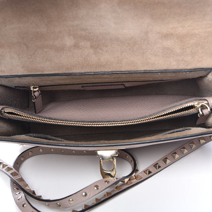 Valentino Garavani Pebbled Calfskin Small Rockstud Single Handle Flap Bag Poudre 6 of 21