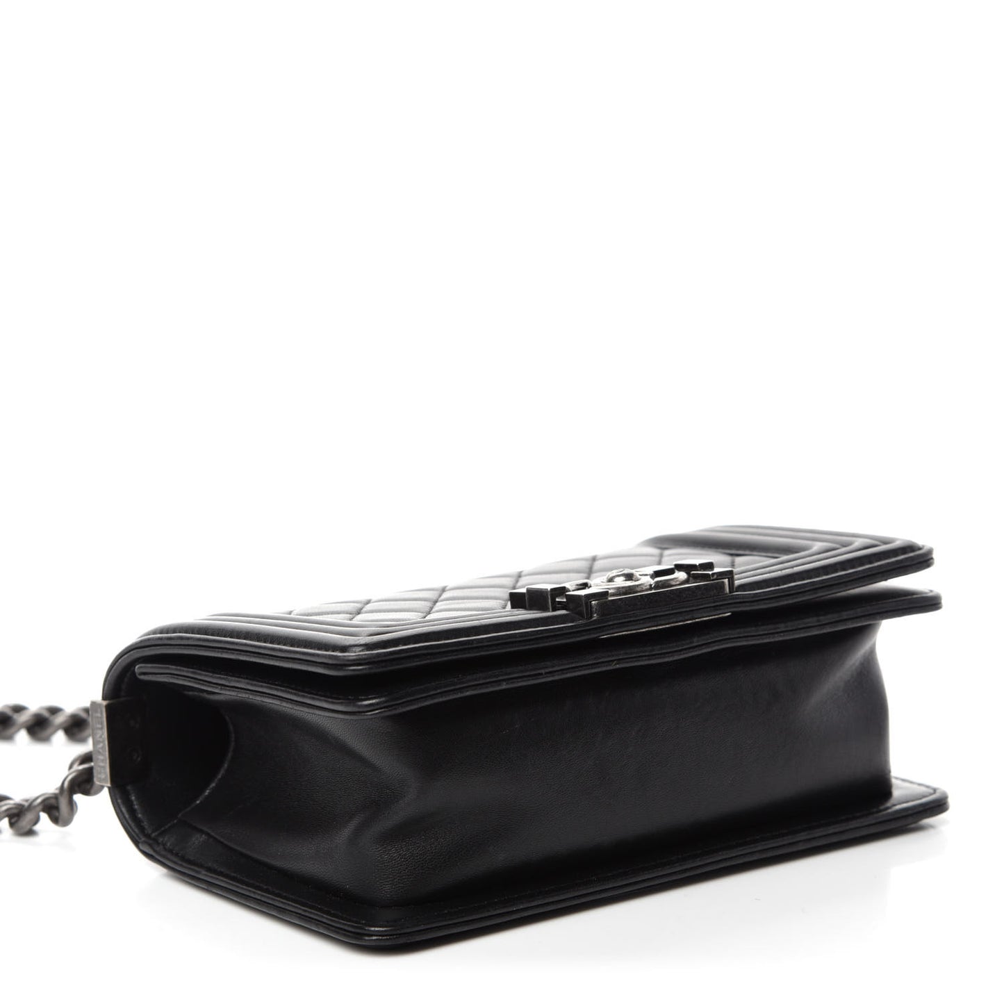 Lambskin Quilted Small Boy Flap Black