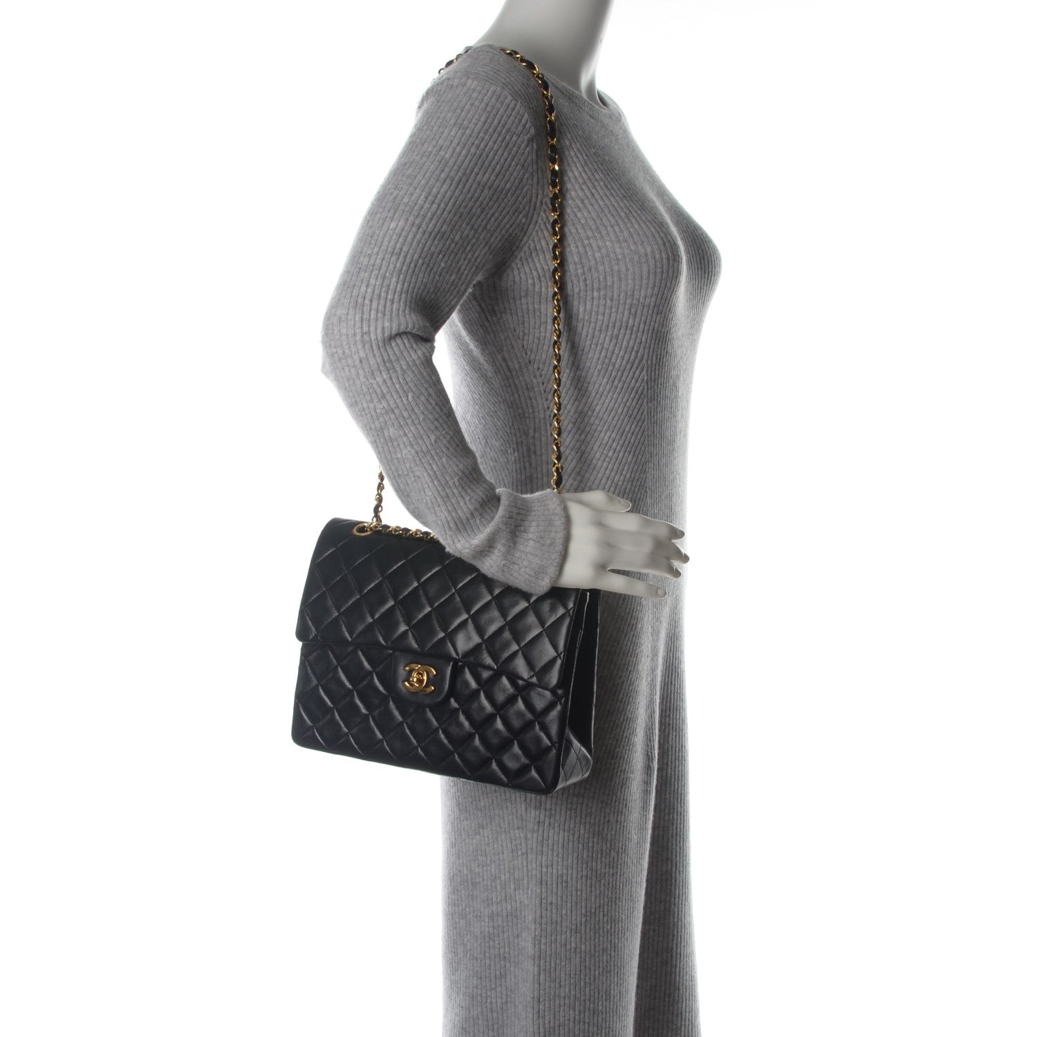 Chanel Lambskin Quilted Medium Double Flap Black 2 of 7