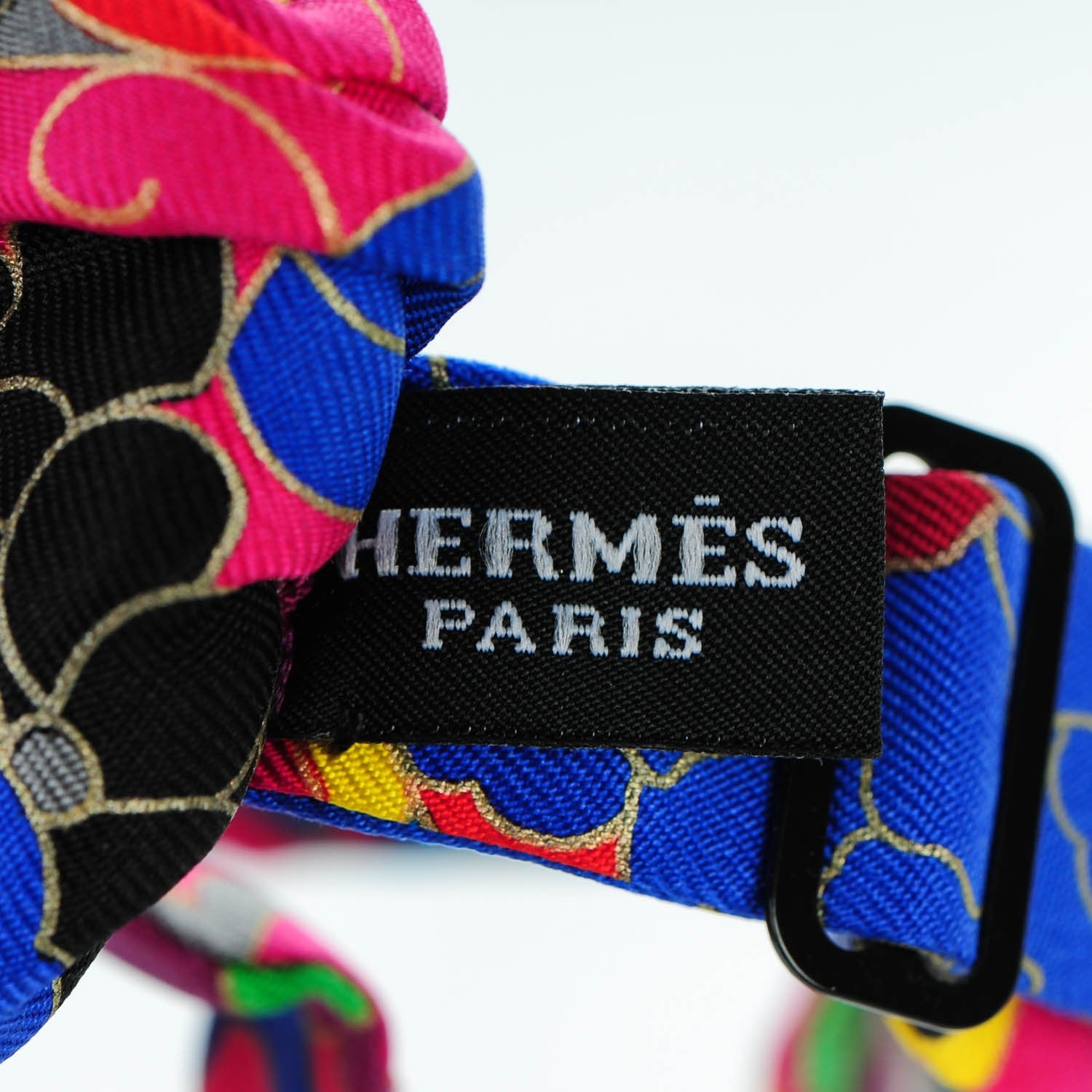 Hermes Silk Twill Collections Imperiales Bow Tie Noir Bleu Fuchsia 3 of 6