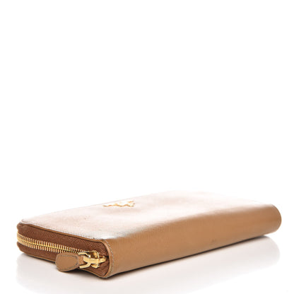 Prada Saffiano Zip Around Wallet Caramel 4 of 9