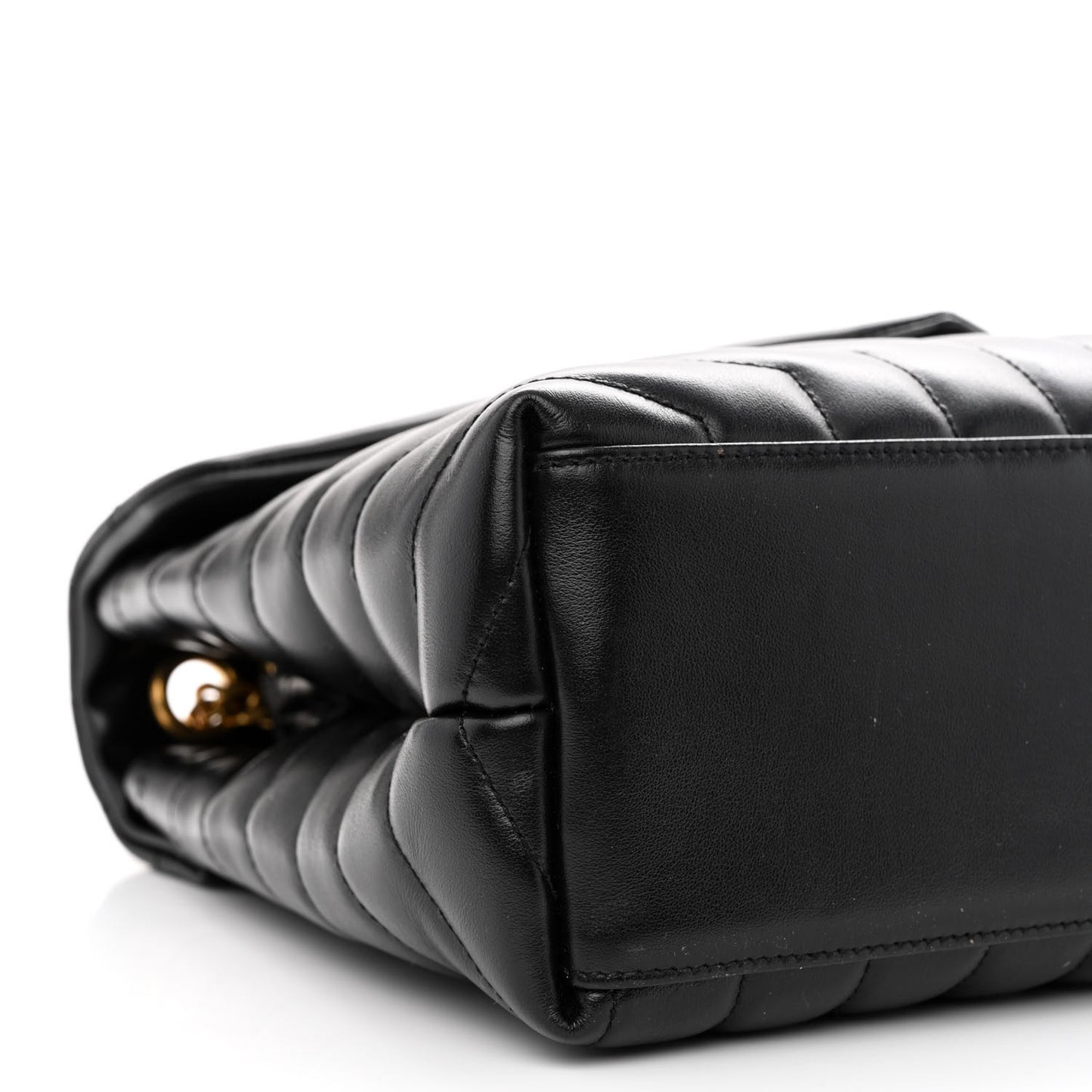 Calfskin Y Quilted Monogram Small Loulou Chain Satchel Black