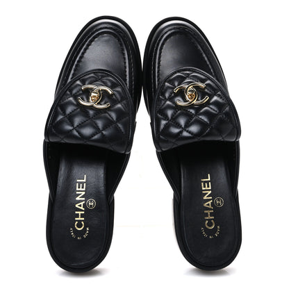 Chanel Lambskin Quilted CC Turnlock Mules 40 Black 2 of 10
