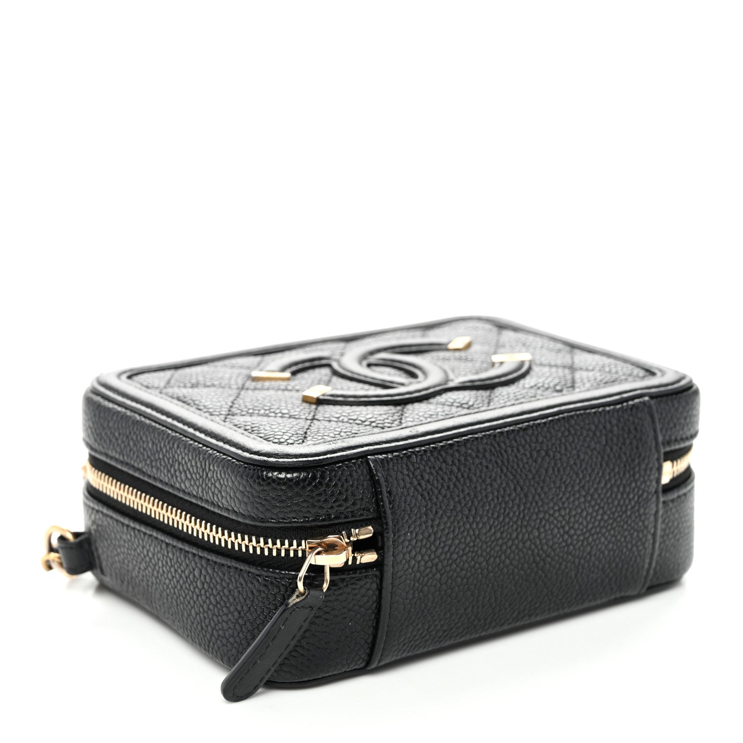 Chanel Caviar Quilted CC Filigree Vanity Clutch With Chain Black 4 of 10