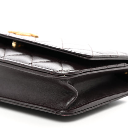 Chanel Lambskin Quilted Studded CC Wallet On Chain WOC Brown 11 of 12