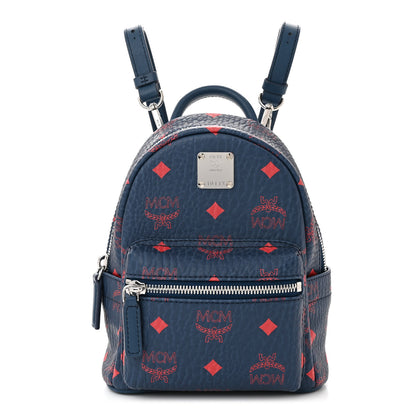 MCM Visetos X-Mini Stark Bebe Boo Backpack Deep Blue Sea 1 of 10