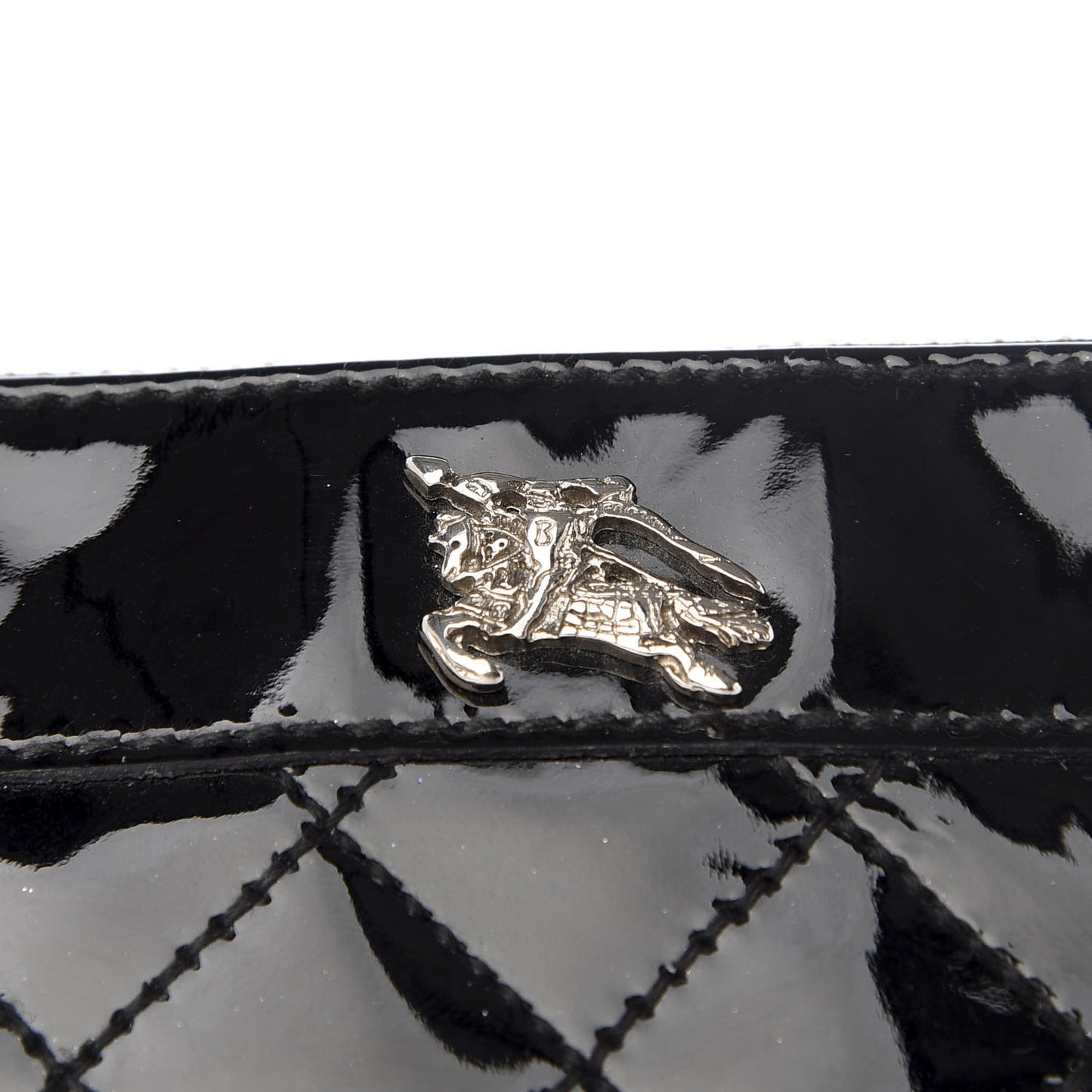 Patent Quilted Wristlet Black