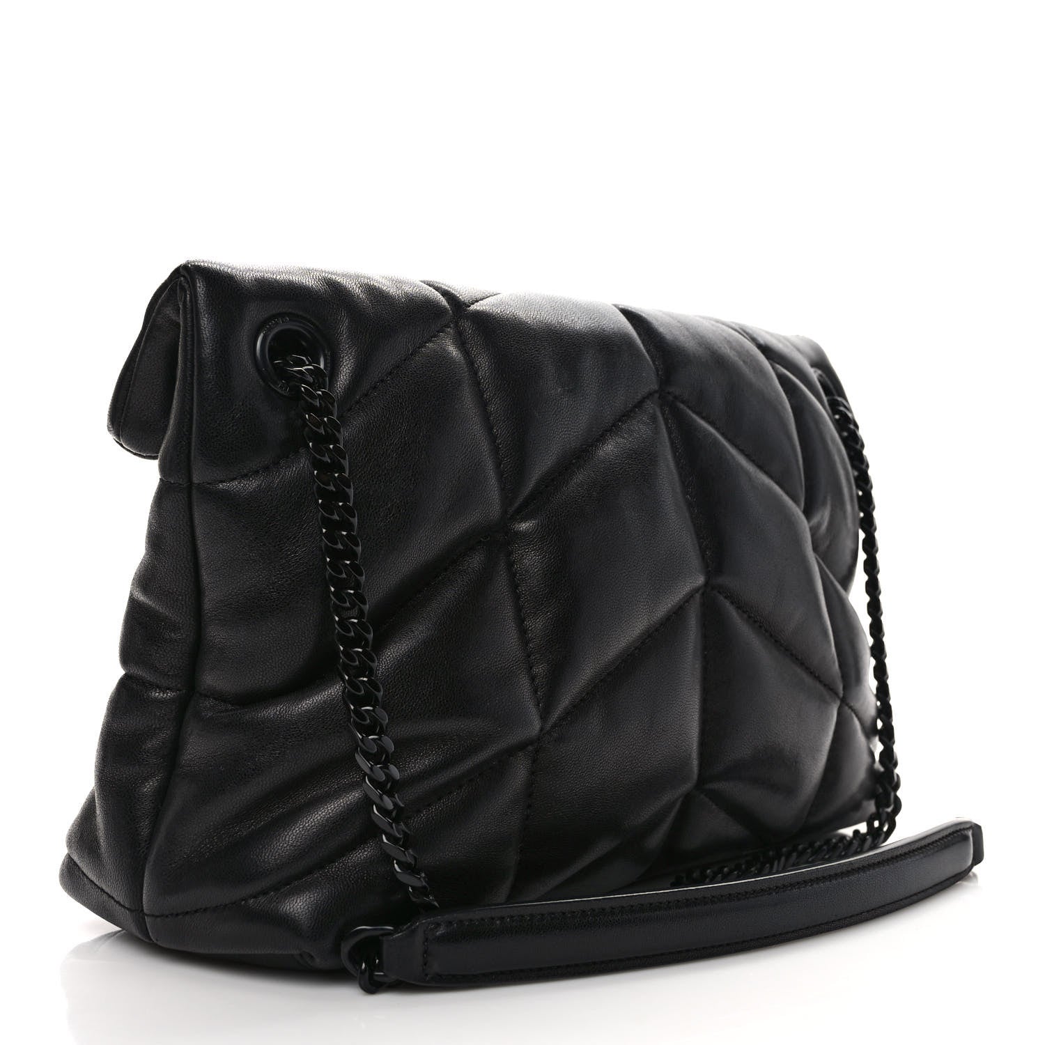 Saint Laurent Lambskin Quilted Monogram Monochrome Small Loulou Puffer Chain Satchel Black 2 of 10
