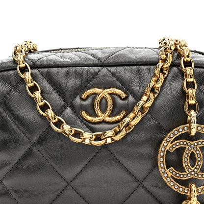 Chanel Metallic Calfskin Pearl Quilted CC Mini Camera Case Ruthenium 8 of 10