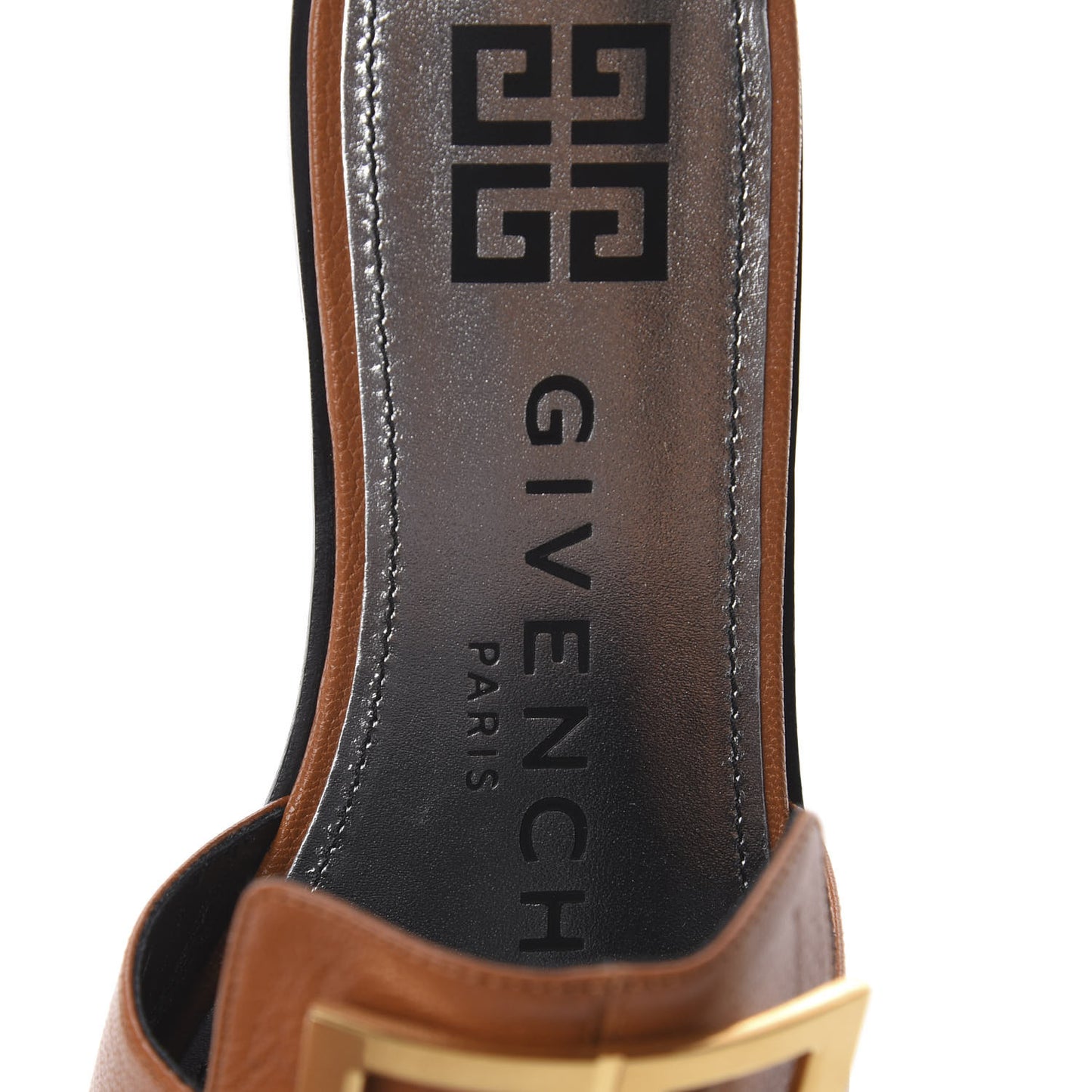 Goatskin 4G Flat Sandals 35 Brown