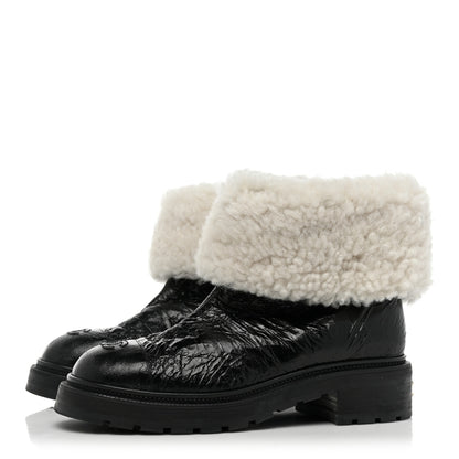 Chanel Lambskin Shearling Short Boots 40 Black 3 of 11