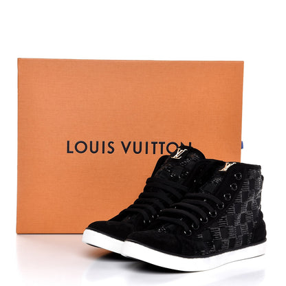Louis Vuitton Calfskin Suede Sequins Damier Punchy High Top Sneakers 38.5 Black 8 of 8