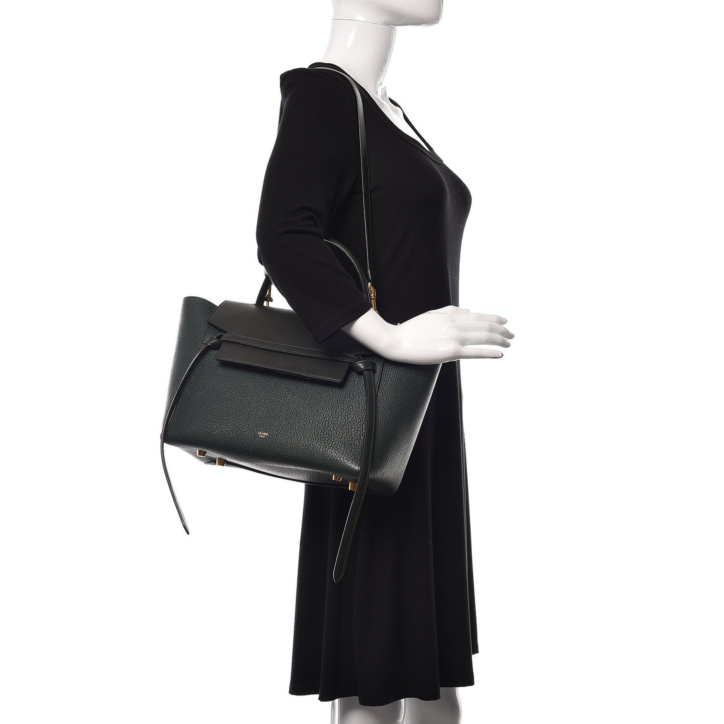 Goatskin Smooth Calfskin Mini Belt Bag Dark Green