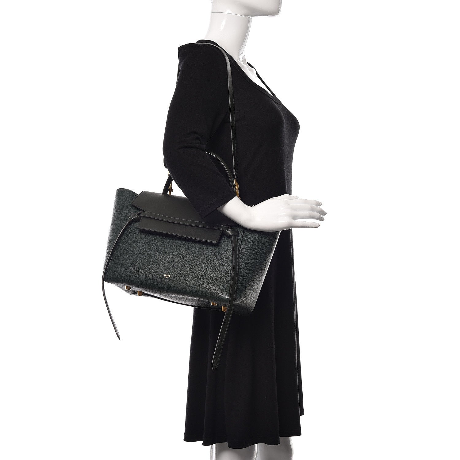 Celine Goatskin Smooth Calfskin Mini Belt Bag Dark Green 2 of 15