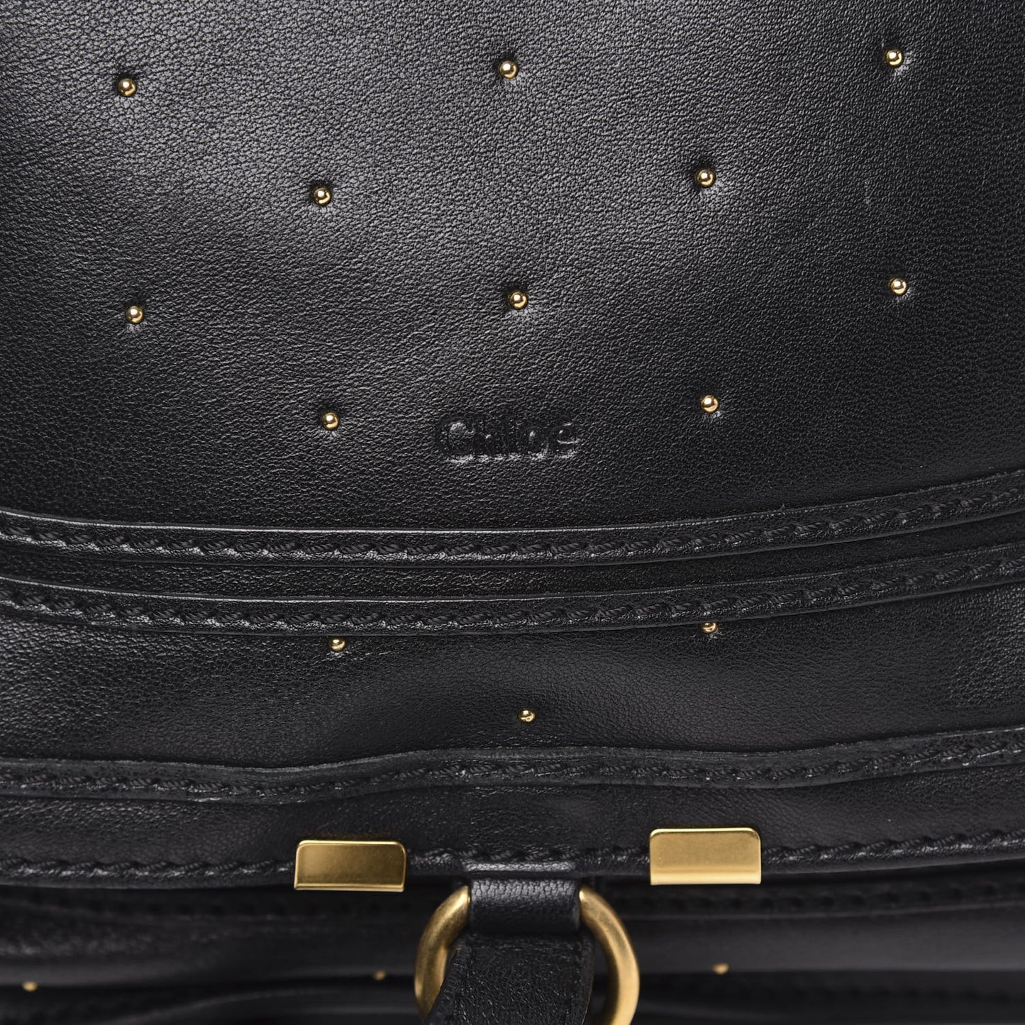 Calfskin Studded Medium Marcie Satchel Black