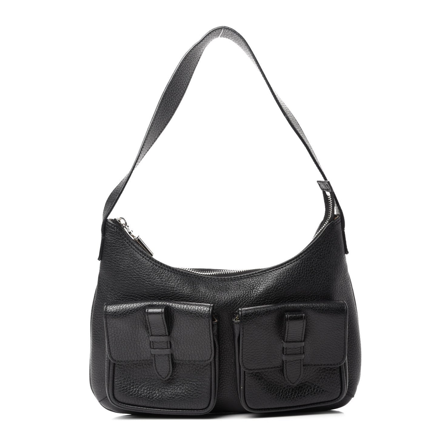 Grainy Calfskin Shoulder Bag Black
