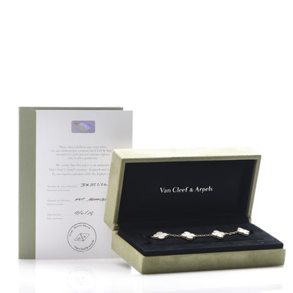 Van Cleef & Arpels 18K Yellow Gold Mother of Pearl 5 Motifs Vintage Alhambra Bracelet 7 of 7