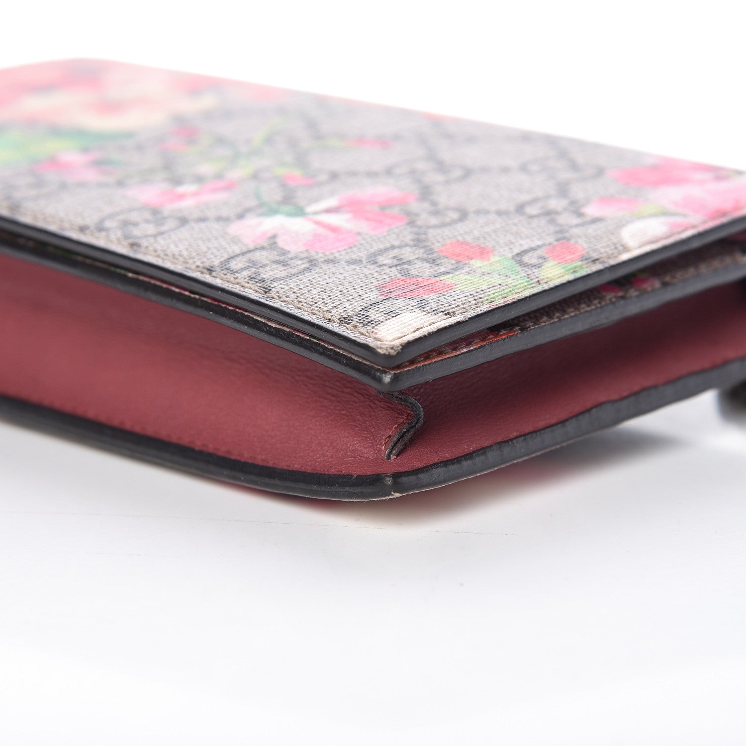Gucci GG Supreme Monogram Blooms Chain Wallet Beige Multicolor Dry Rose 12 of 14