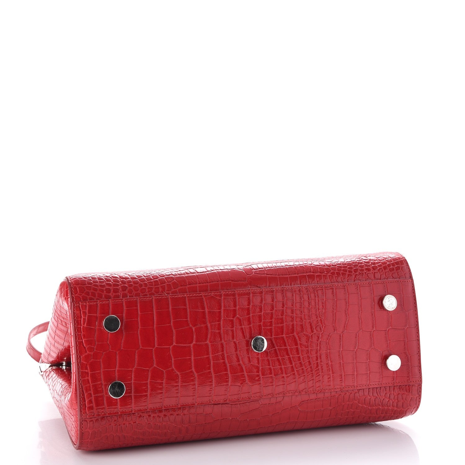 Saint Laurent Calfskin Crocodile Embossed Small Cabas Rive Gauche Red 5 of 14