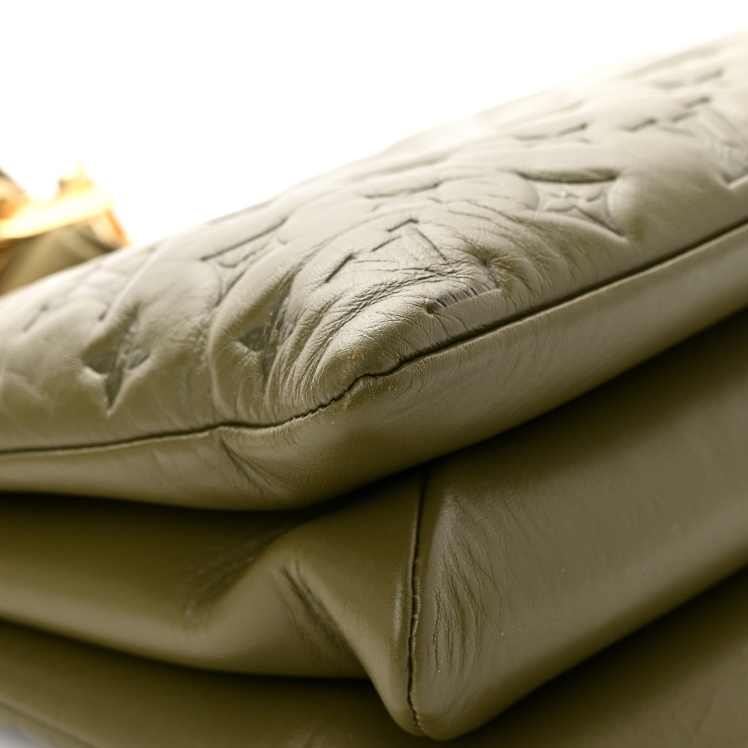 Louis Vuitton Lambskin Embossed Monogram Coussin MM Khaki 10 of 17