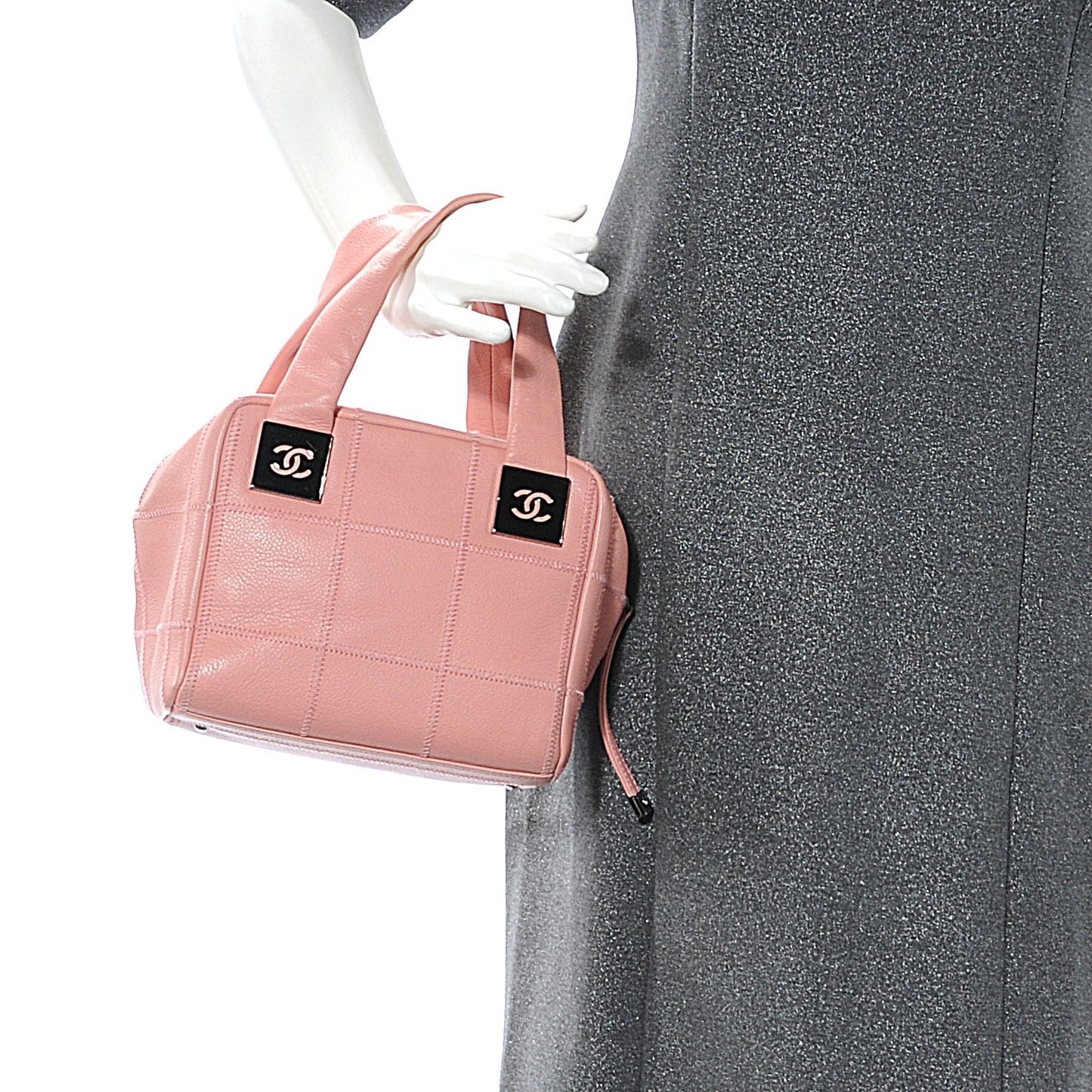 Caviar Square Stitched Tote Pink