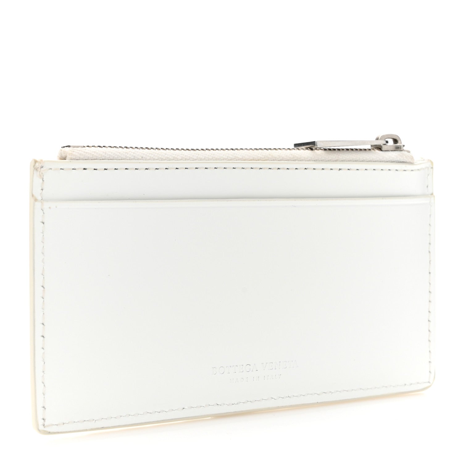 Bottega Veneta Calfskin Intrecciato Zip Card Holder White 3 of 7