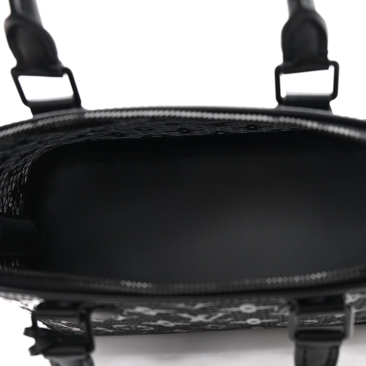 Patent Calfskin Laced Monogram Alma PM Black