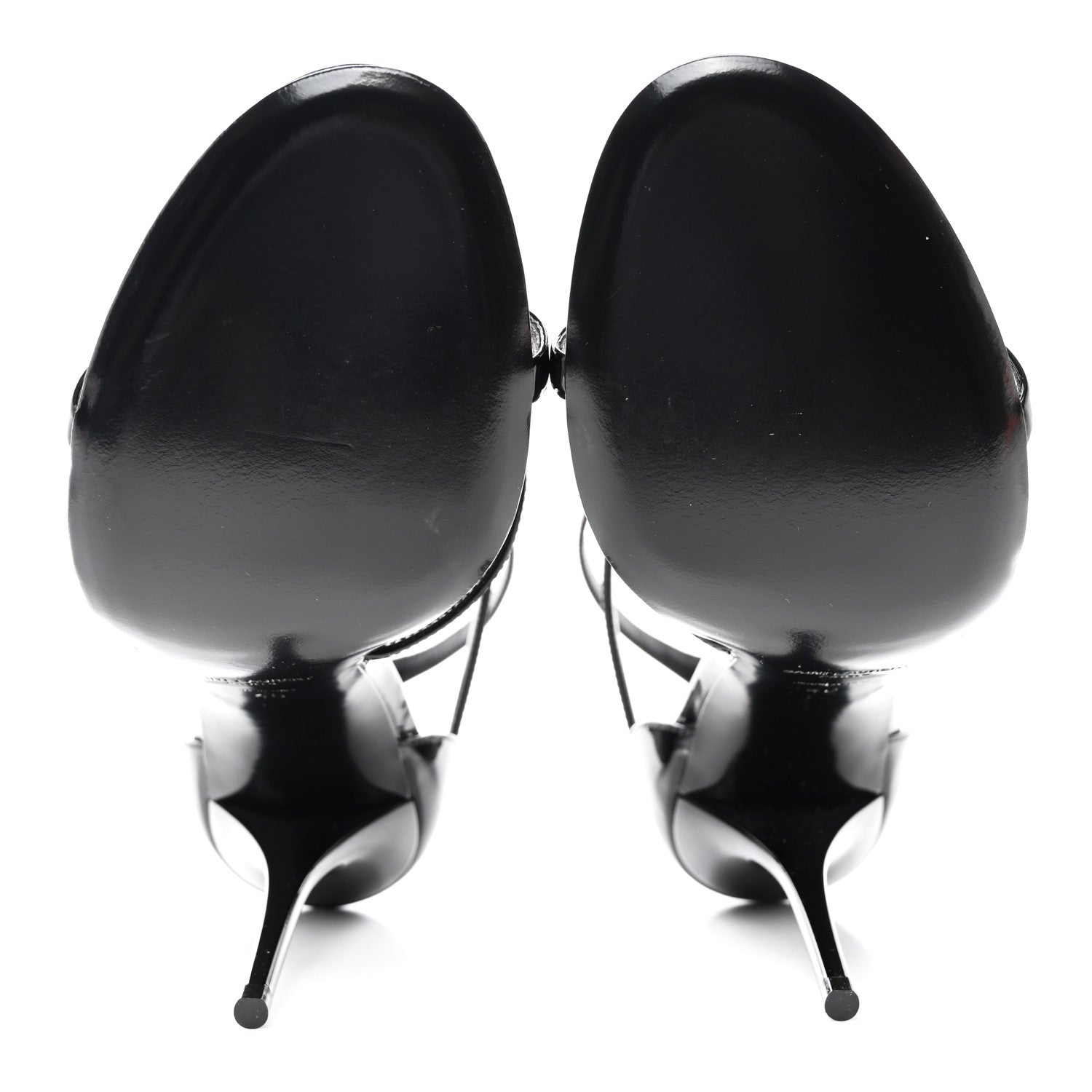 Saint Laurent Patent Cassandra 100 Ankle Strap Sandals 40 Black 5 of 8