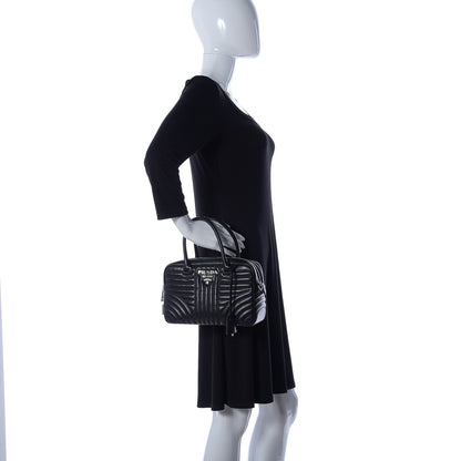 Prada Soft Calfskin Impunture Diagramme Top Handle Crossbody Bag Black 2 of 11