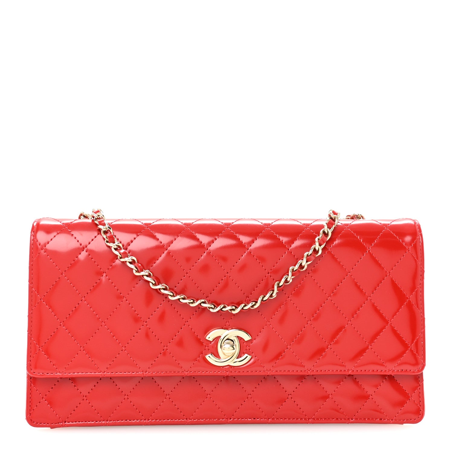 Chanel Glazed Calfskin Quilted East West Flap Red 1 of 10