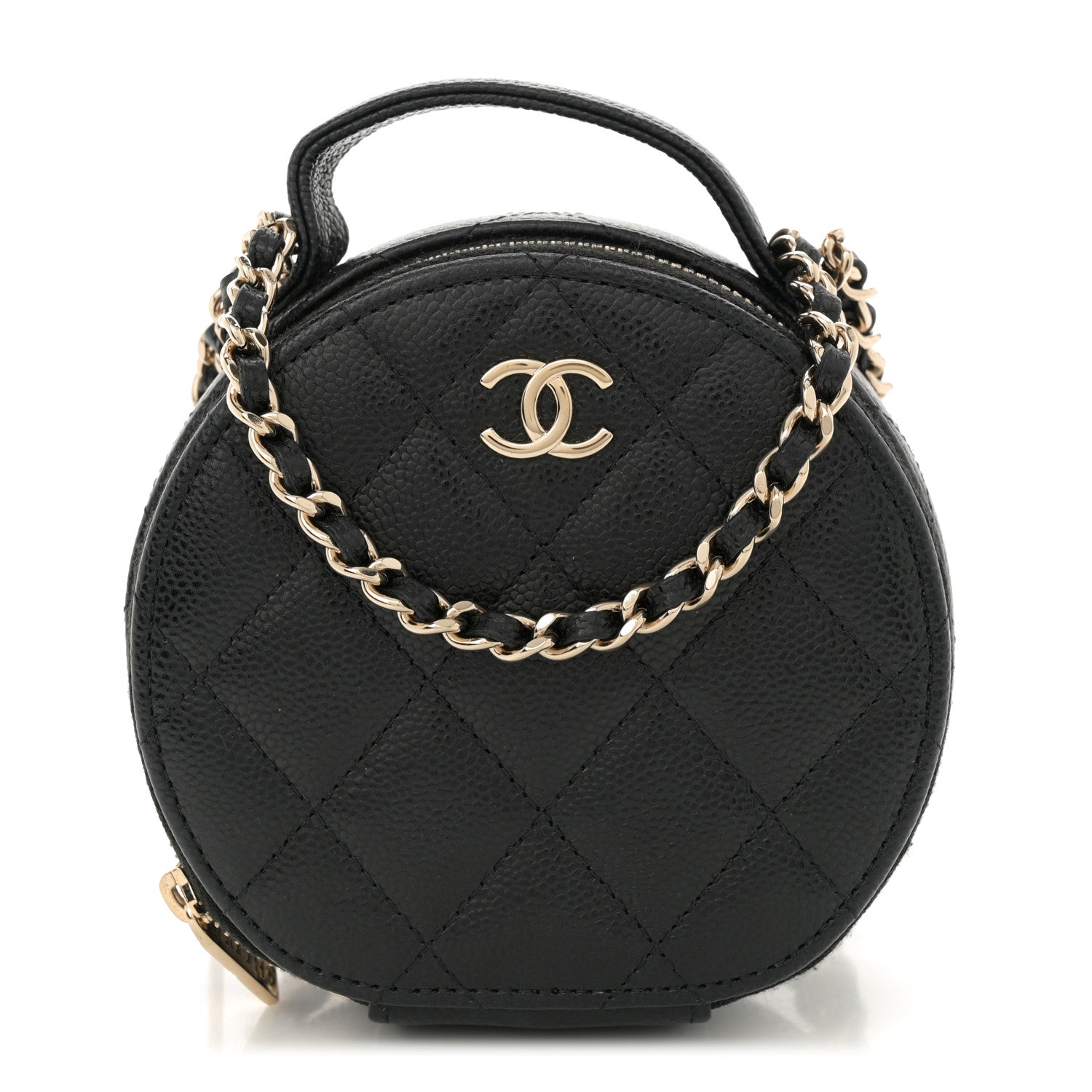 Chanel Caviar Quilted Round Handle With Care Vanity With Chain Black 1 of 10