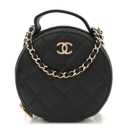 Chanel Caviar Quilted Round Handle With Care Vanity With Chain Black 1 of 10