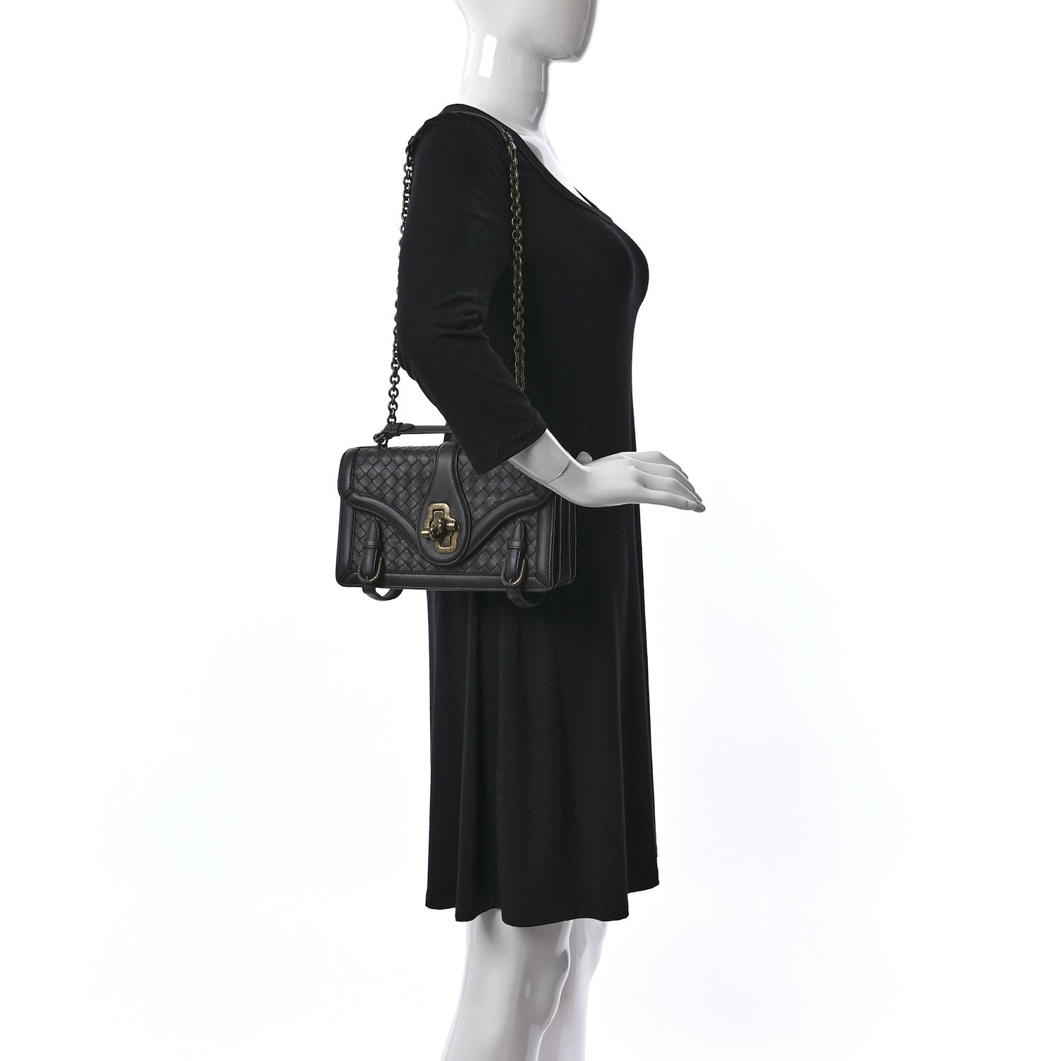 Bottega Veneta French Calfskin Intrecciato City Knot Bag Grey 2 of 13