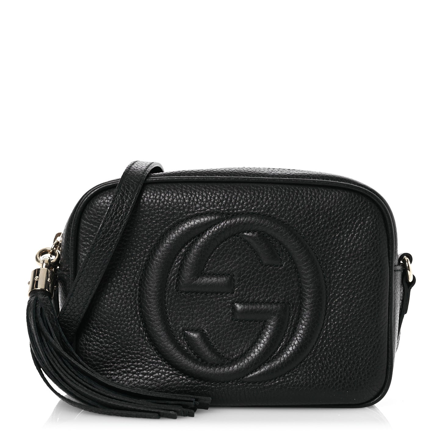 Pebbled Calfskin Small Soho Disco Bag Black