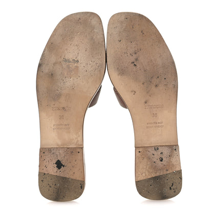 Hermes Box Calfskin Oran Sandals 38 Gold 7 of 11
