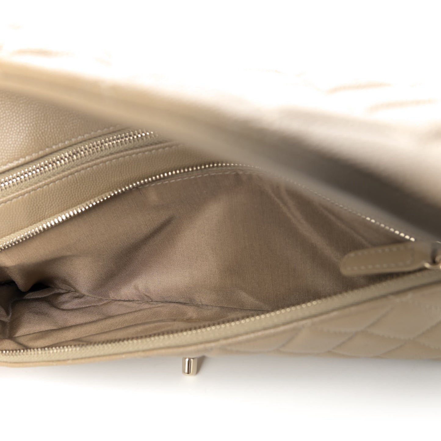 Caviar Quilted Flap Clutch Dark Beige