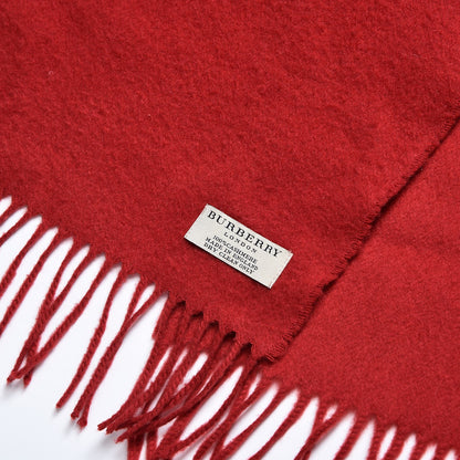 Burberry Cashmere Embroidered Fringe Scarf Red 4 of 5