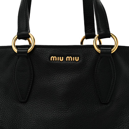 Miu Miu Vitello Daino Caribu Tote Black 8 of 14